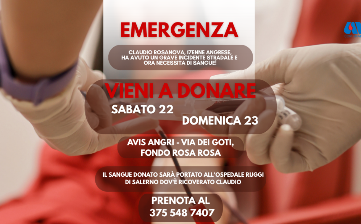 Emergenza Sangue Angri: Raccolta per Claudio Rosanova